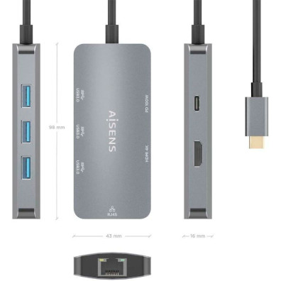 Docking USB tipo C Aisens ASUC-6P019-GR